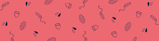 Menstruatie armoede omslagfoto roze met druppels KLEIN